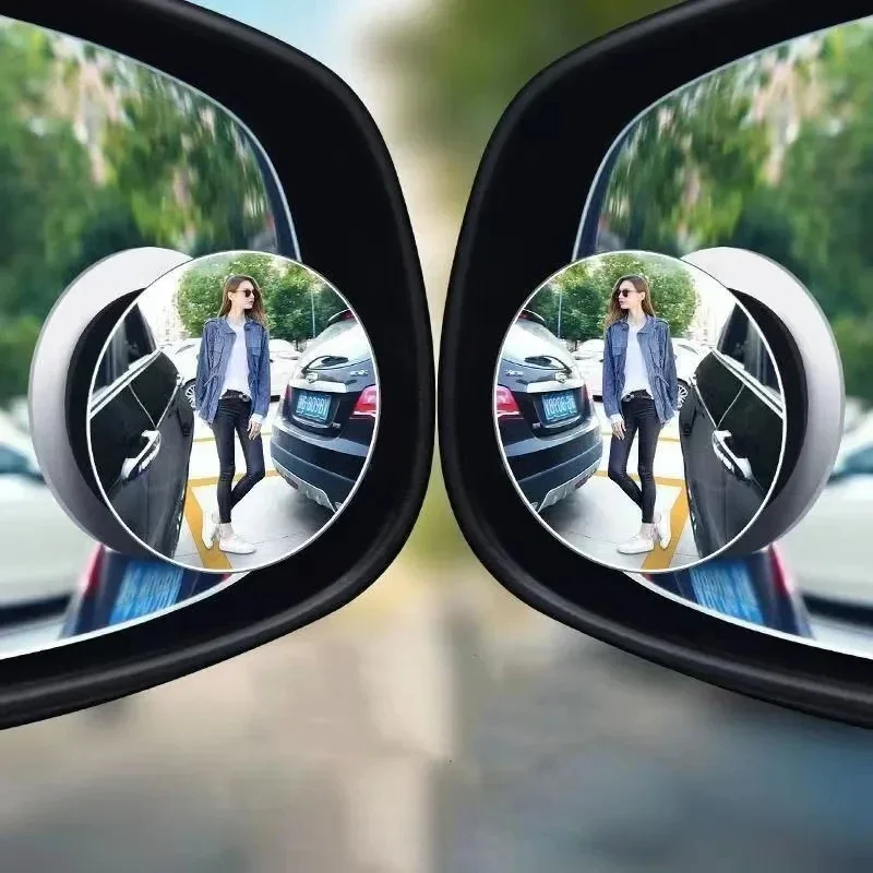 

2Pcs 360 Degree Adjustable Round Frame Convex Blind Spot Mirror Safety Driving Wide-angle Clear Rearview Mirror Auto Accessories