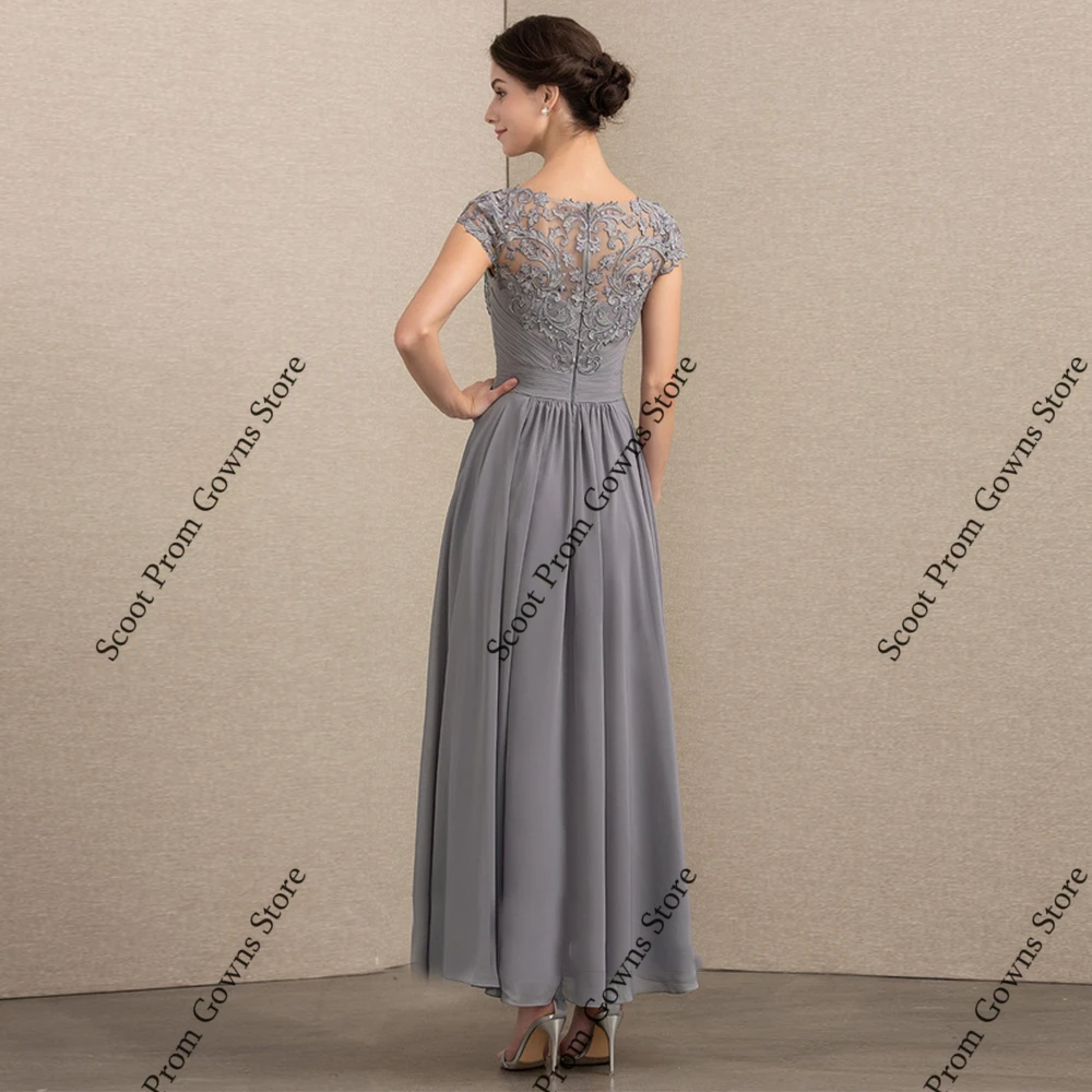 Vestidos grises para madre De novia, vestidos De fiesta De boda De manga corta para mujer, novedad De verano 2021, bata De playa De gasa