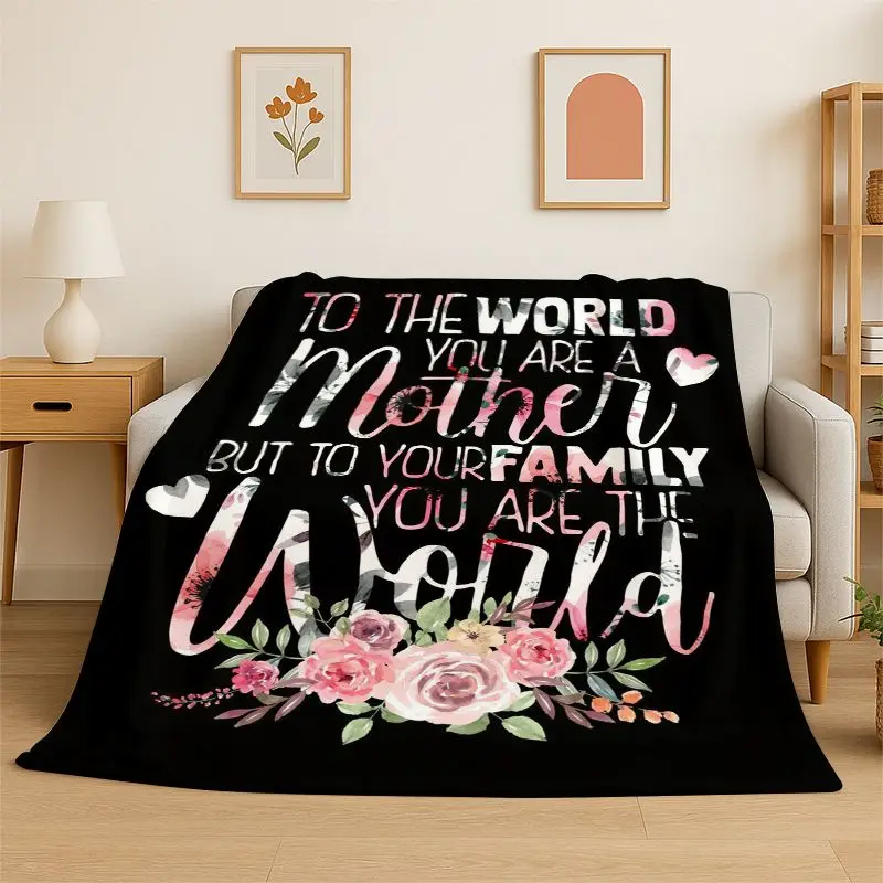 Gift Thanks To My Mom Mother Letter Present Flannel Blanket Soft Throw Blanket for Bedroom Living Room Bed Camping Picnic Nap