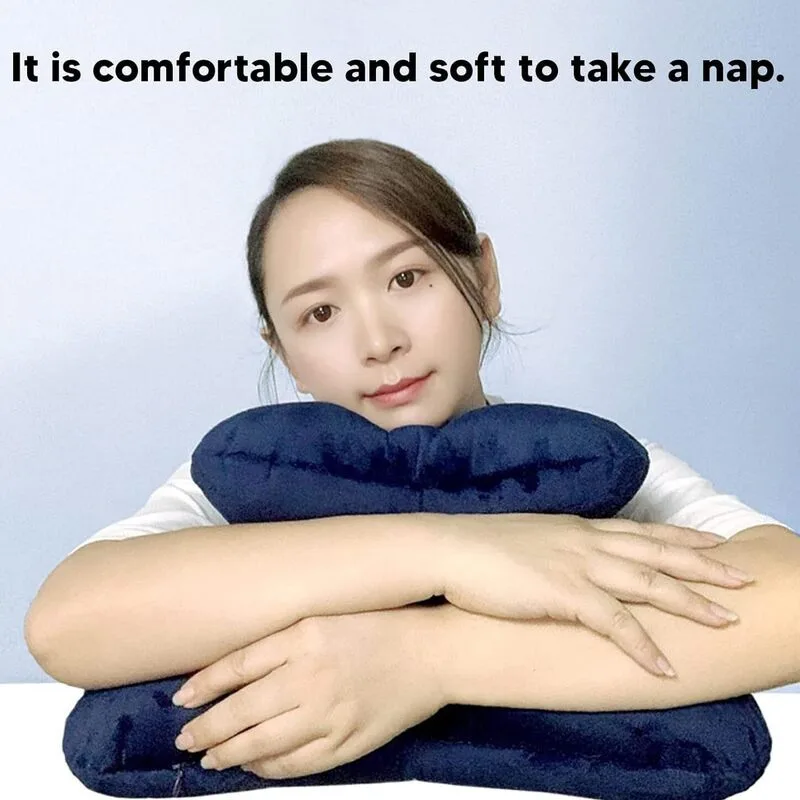 Inflatable Travel Pillow, Office Desk Nap Pillow Pain Relief Neck Waist Support Napping Sleeping Pillow Back Sleeper Pillows