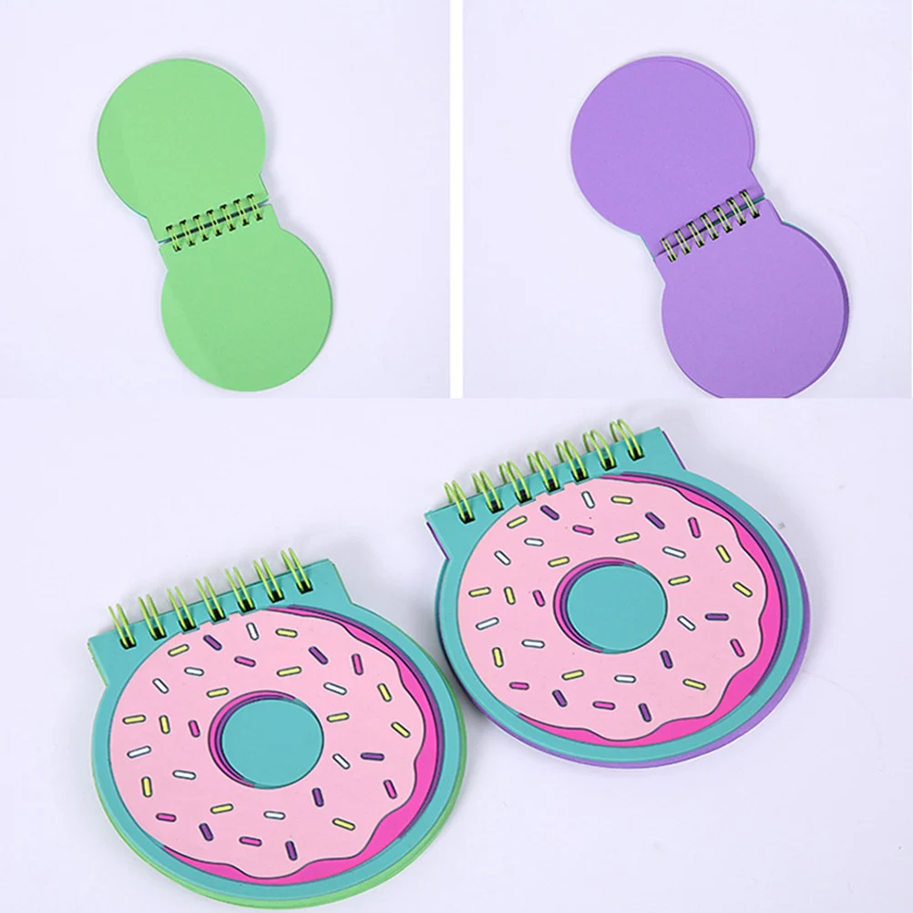 

2Pcs Donut Shape Mini Notepad PVC Cover Cartoon Pocket Notebook Binding Rings Steno Pads WireO Practical Gifts