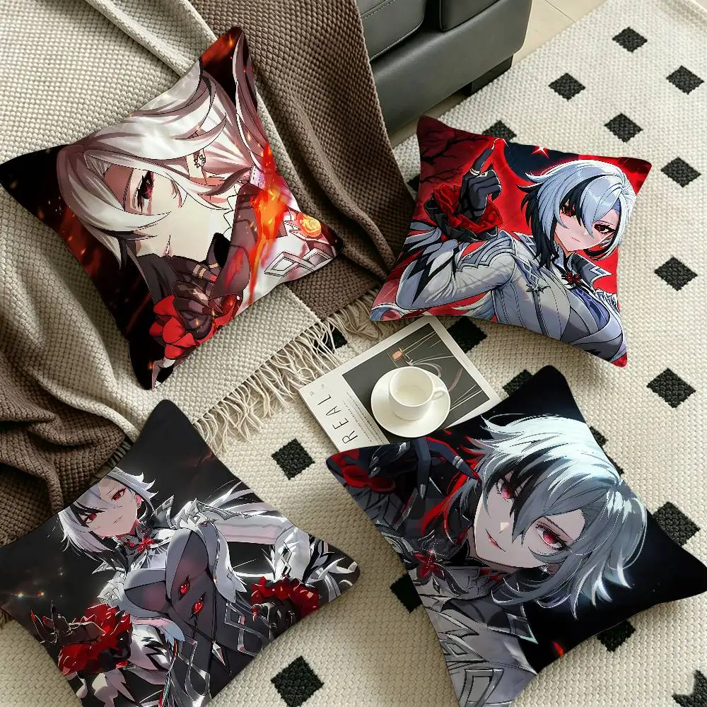 Creative Genshin Impact Arlecchino Figure Personalized Pillow Cover Kids Bedroom Wild Party Decor Pillowcase kid shower Gift