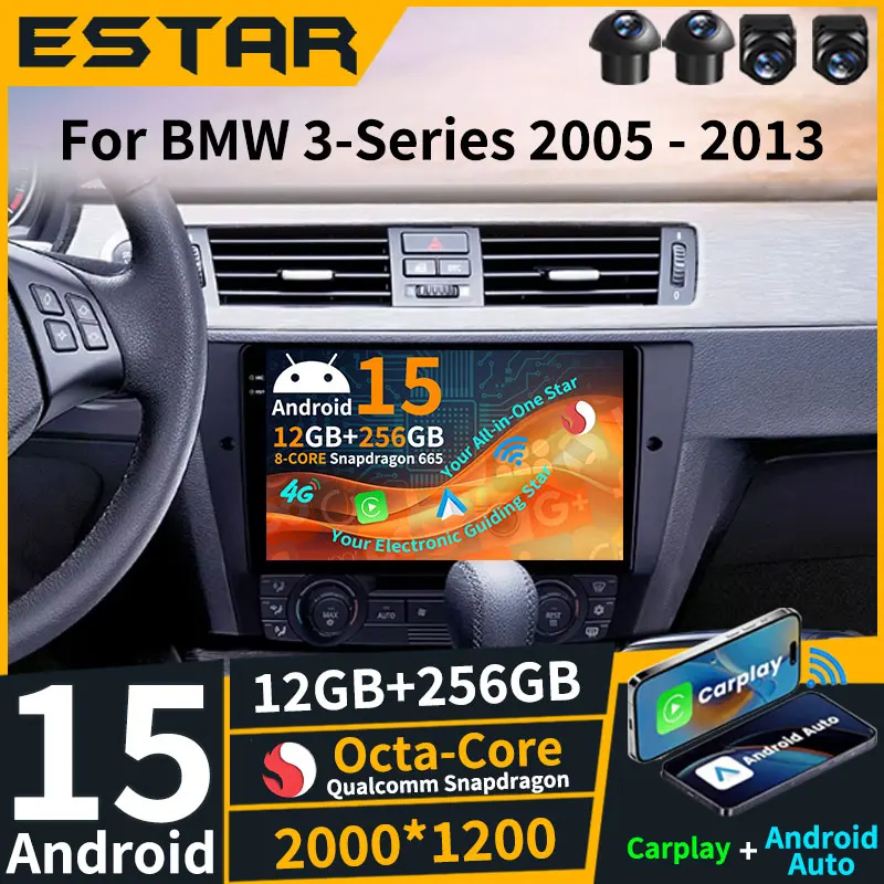 

Wireless Carplay Android 15 For BMW 3-Series E90 E91 E92 E93 2005-2013 Car Radio Multimedia Stereo QLED DSP RDS GPS WIFI 4G LTE