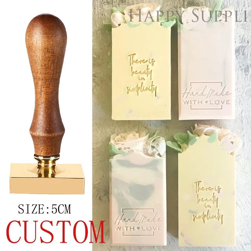 40mm Großer Metall-Seifenstempel für Hausgemachte Seife - Keramikstempel mit Personalisiertem Logo & Design-Gravur, Langlebiges Bastelzubehör