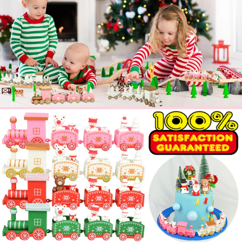 

Деревянный/пластиковый рождественский поезд, рождественские украшения для дома, рождественские подарки Navidad Noel, рождественские украшения, аксессуары для кукольного дома