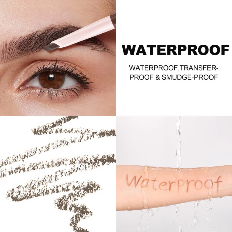 Dual-Ended-Augenbrauenstift mit Spoolie, harter Kern für Wildbrauen, langlebig und wasserfest