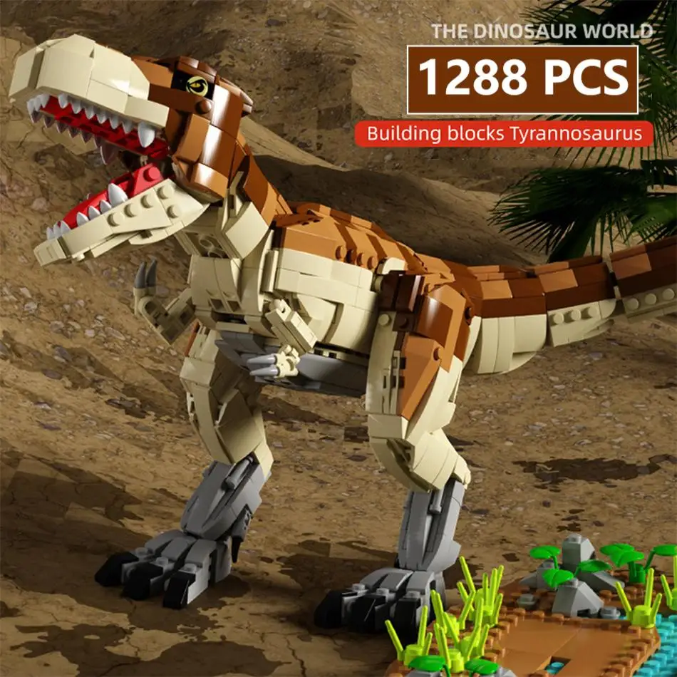 MOC Jurassic Dinosaur Mosasaur Tyrannosaurus Building Blocks Created DIY Animal Model Bricks Education Toy For Kids Best Gifts