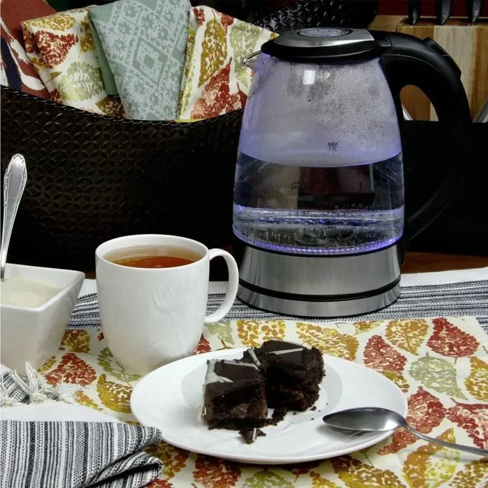 # l Glass Electric Tea Kettle 1.8L Automatic Shut-Off Cord-Free Black 120V