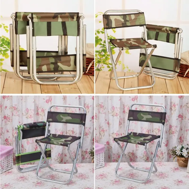 Backrest Chairs Portable Camouflage Canvas Folding Galvanized Pipe Fishing Chairs Fishing Stool Lined Up Stool Outdoor Chairs