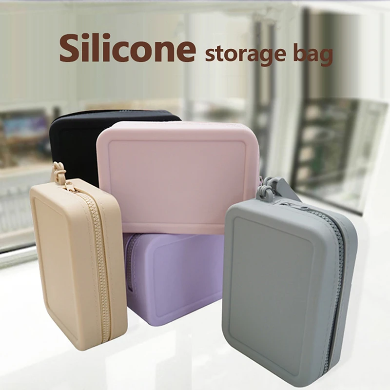 Borsa portaoggetti cosmetica per rossetto quadrato in silicone Porta pennelli per trucco da viaggio di grande capacità Organizzatore cosmetico