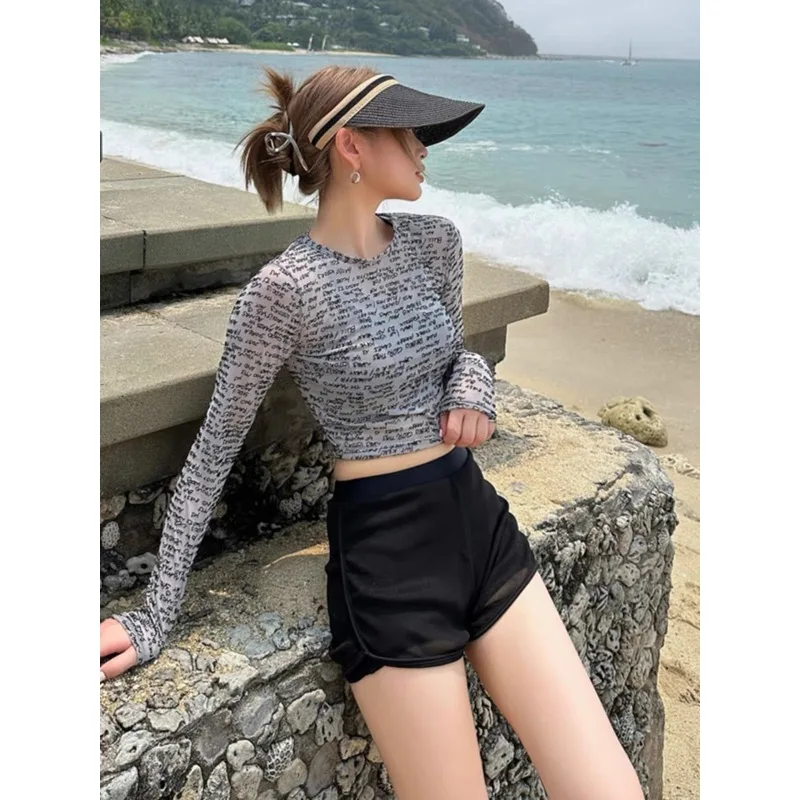 Women's New Swimsuit Conservative Three Piece Set Long Sleeved Sports Surfing Suit Flat Angle Pants high-end Hot Spring Swimsuit