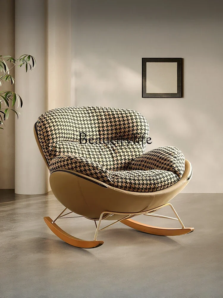 

S Simple Retro Lazy Rocking Chair Living Room Bedroom Light Luxury Single Sofa Balcony Leisure Chair