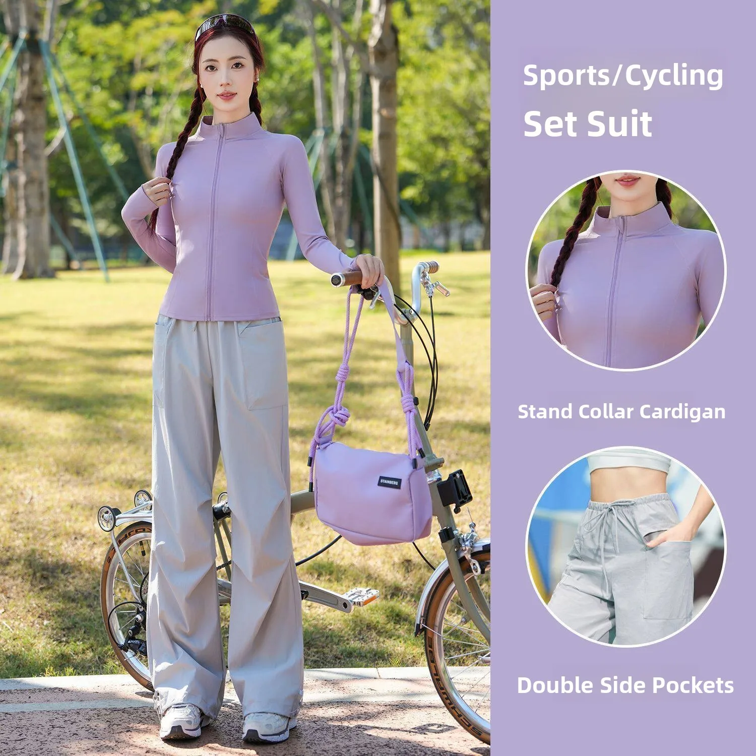 

Casual Sports Set Women's 2026 New Spring Fitness Jacket Stylish Riding Outfit Professional Outdoor Morning Run High Waist Po...