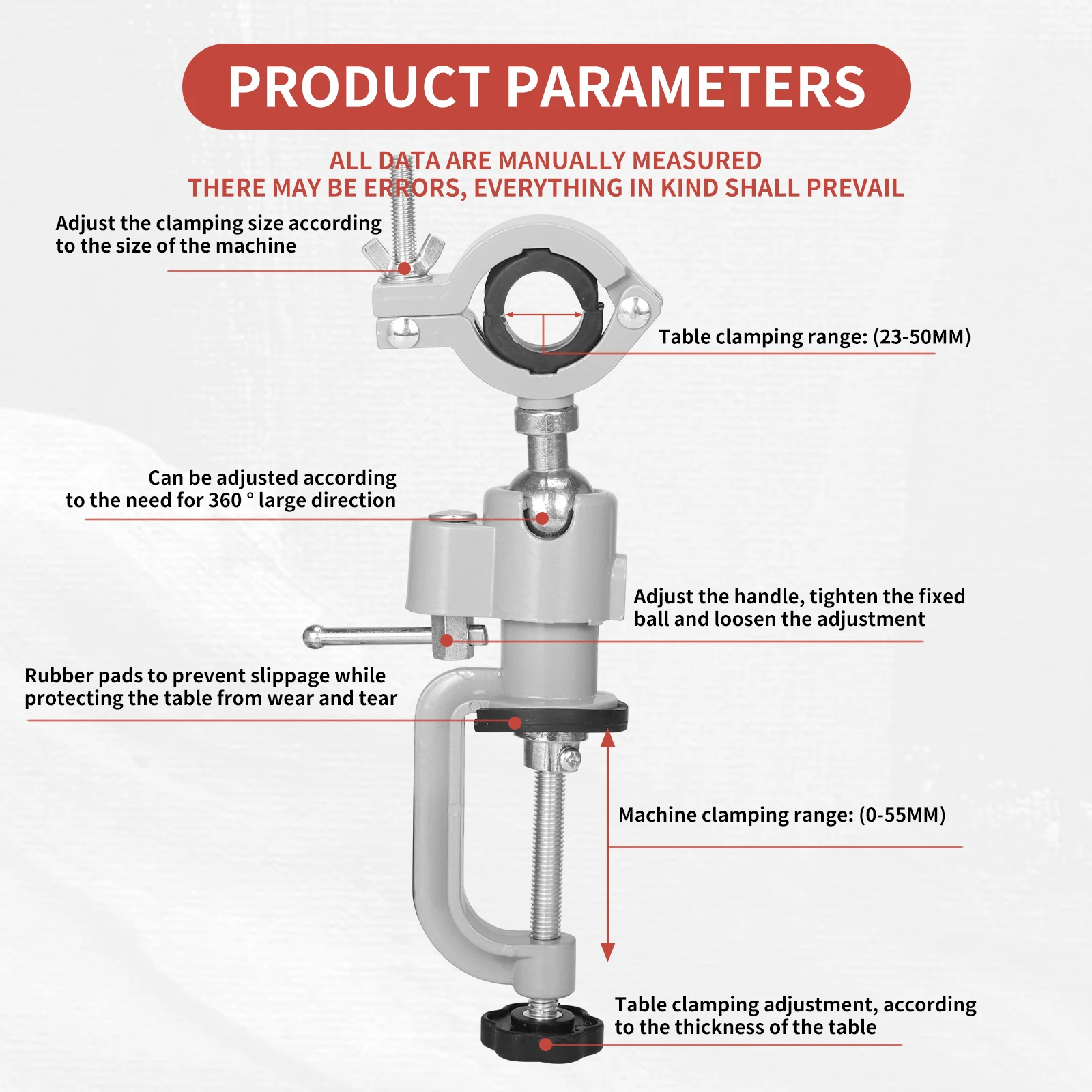 SI FANG 360 องศา Rotatable Table Vise Clamp-on เครื่องบดไฟฟ้า เจาะ ขายึดเครื่องมืออุปกรณ์เสริม Bench Clamp