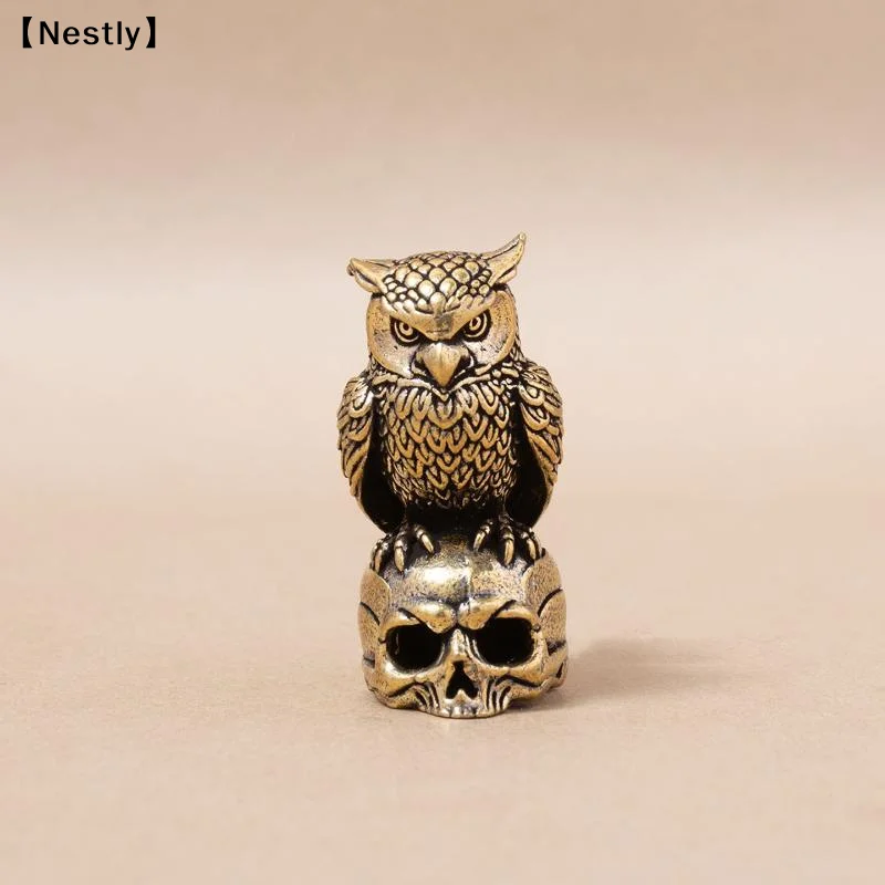 Owl Brass Ornament Handmade Creative Small Craft Unique Gift For Home Desk Boho Luxury Home Decor Figurine〔Nest〕