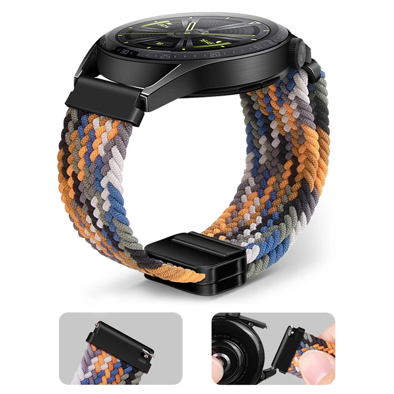 22mm 20mm Nylon Loop Strap for Huawei Watch 3/4/GT GT2 GT3 Pro 46mm 42mm Elastic Braided Bracelet for Samsung Galaxy Watch Band