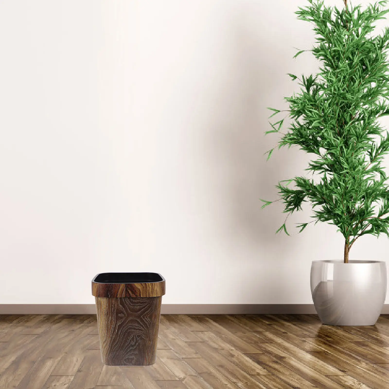 

Квадратная мусорная корзина 12 л под дерево, без крышки, пластиковая, в деревенском стиле, для офиса, спальни, кухни, ванной комнаты, туалетного столика