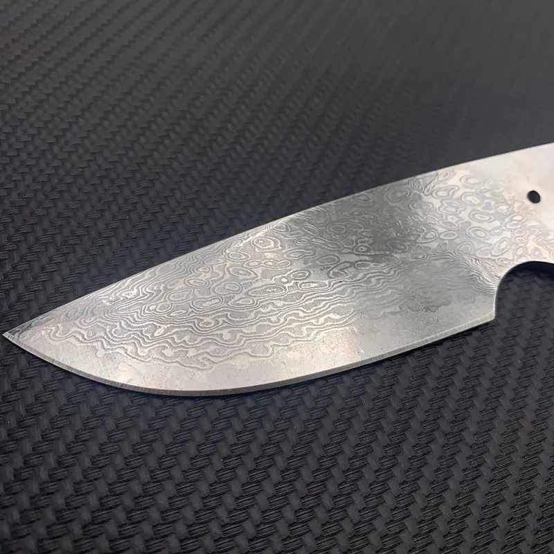 Dropship Damascus Steel Straight Knife Fixed Blade  Diy Semi - Finished Outdoor Manual Knife Forging Damask Steel Camping Knife