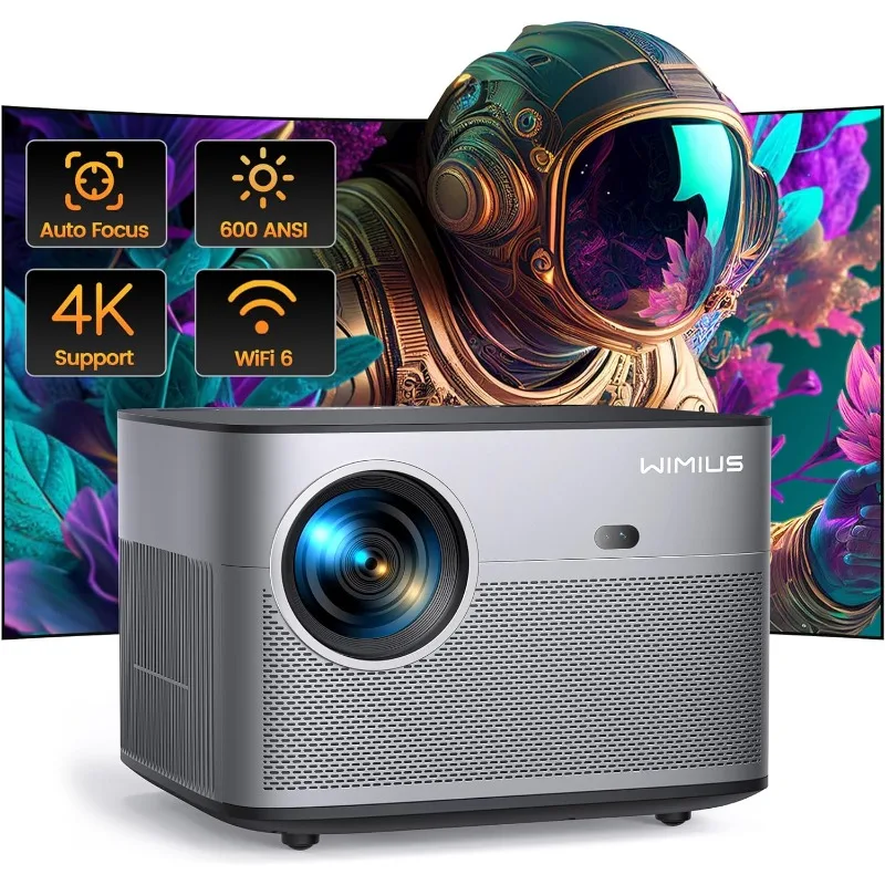 

[Auto Focus/Keystone] 4K Projector with WiFi 6 and Bluetooth 5.2, FHD Native 1080P WiMiUS P64 Outdoor Movie Proyector