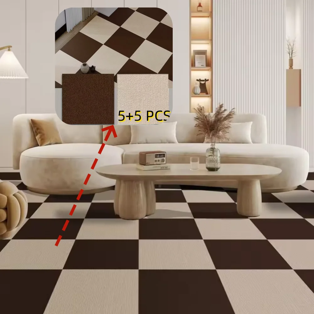 10Pcs 30x30cm Self Adhesive Carpet Mats Floor Tiles Sticker Splice Rugs Hallway Indoor Mats Flooring Kitchen DiningRoom Bedroom