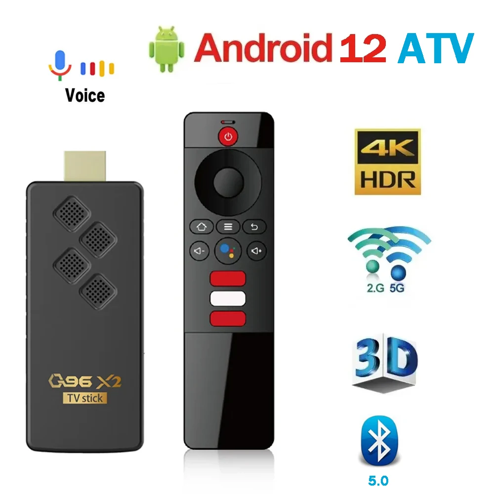 

Q2 Smart TV Stick Q96 X2 Android 12 Quad Core Cortex A53 HD 4K H.265 2.4G 5.8G WiFi 1GB 8GB Bt 5.0 Smart voice PK S96 Z1 TV box