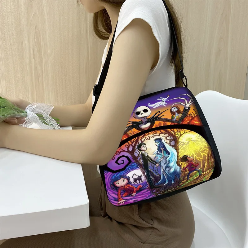 Disney Movie The Nightmare Before Christmas Crossbody Bag Jack Skellington Cartoon Pattern Underarm Bag Girls Gift Shoulder Bags