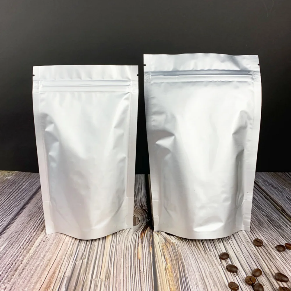 

100pcs Light Proof Stand Up Pouches, Zipper Reclosable Pure Aluminum Foil Bag for Pet Food / Dried Goods / Coffee Spices Storage