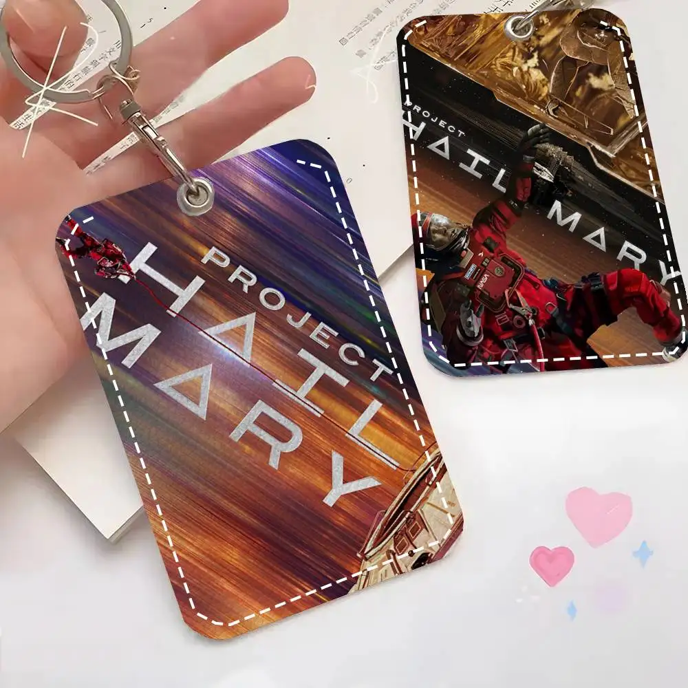 1pc Project Hail Mary Card Case Keychain Access Card Bag Key Tag Ring Leather Card Holder Key Ring Access