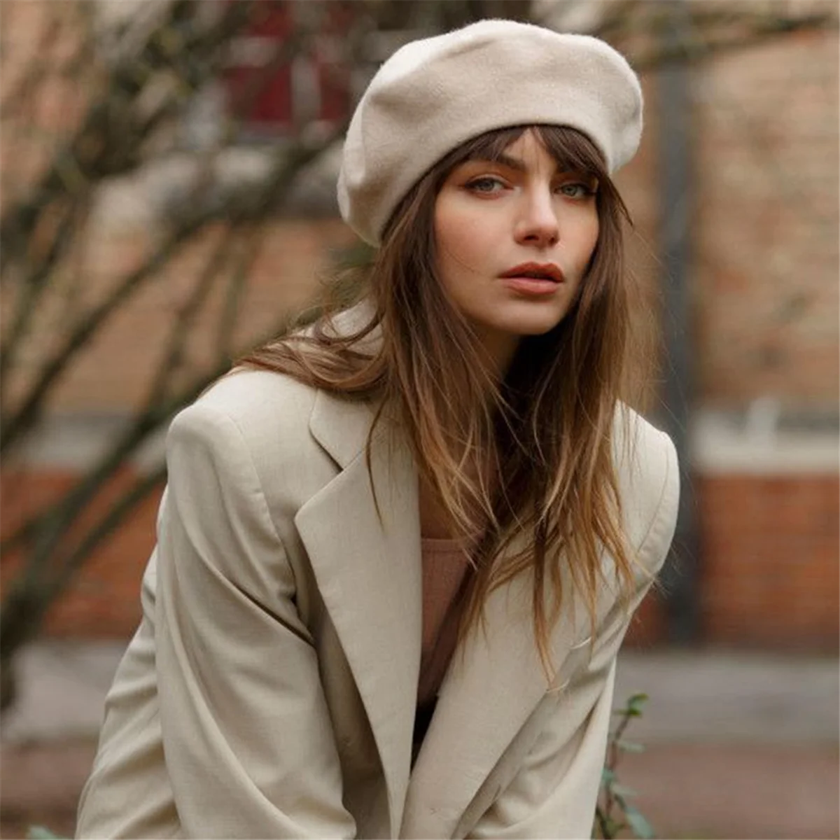 

Прочная теплая вязаная шапка с шерстяной подкладкой. Модная зимняя шапка художника-черная.