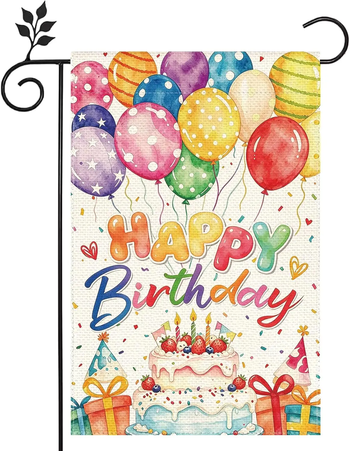 Happy Birthday Balloon Cake Garden Flag 12x18 Inch Double Sided Home Yard Outdoor Flag Sign Indoor Birthday Party Lawn Decor jaa