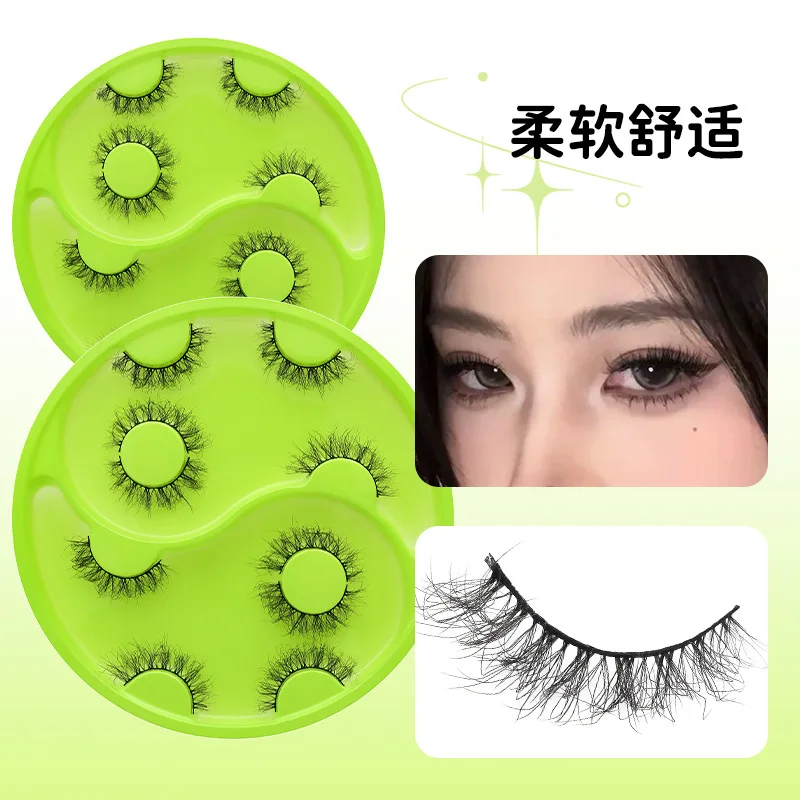 

5 Pairs False Eyelash Circular Holders Fluffy Curly Bristles Eyelid Adhesive for Easy Application of Fake Eyelashes