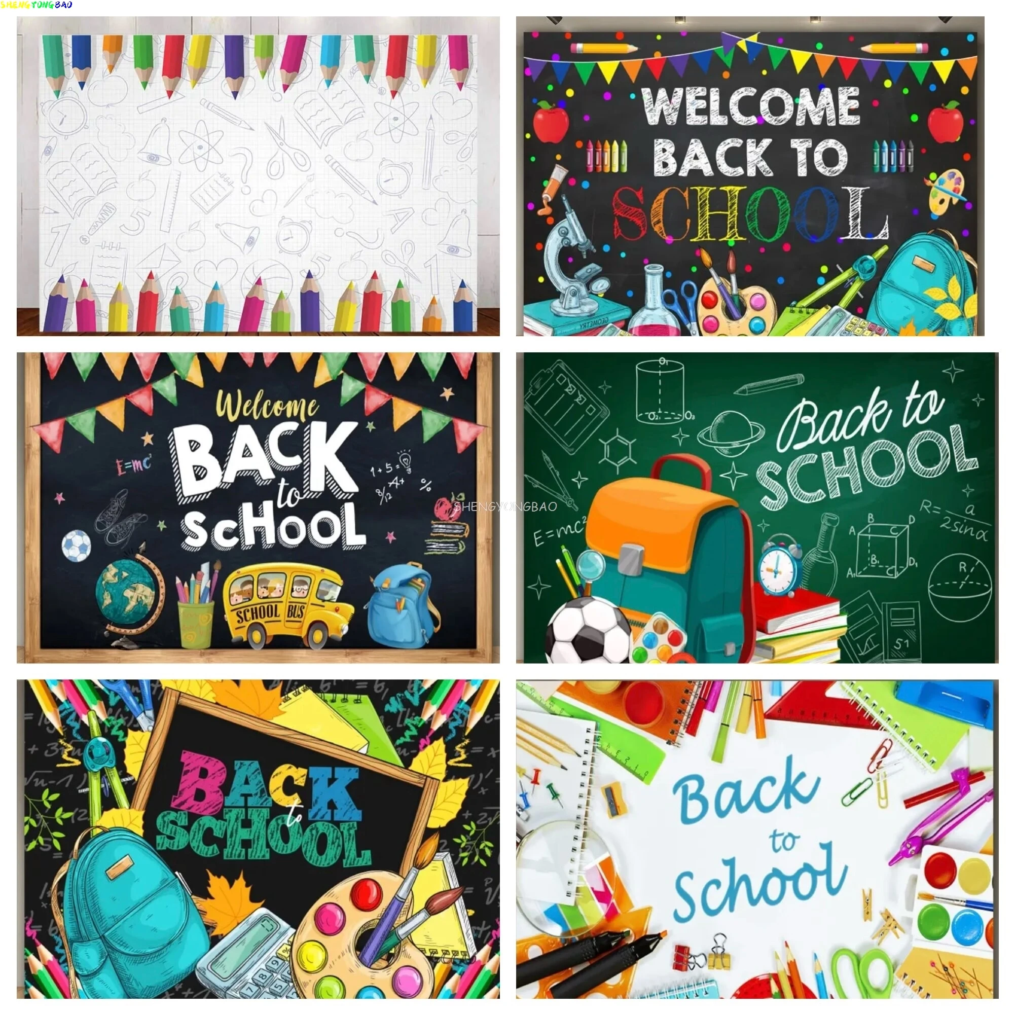

Back to School Photography Backdrop Children Baby Black Blackboard Pencil Graduation Background For Photo Studio Photocall BS-01