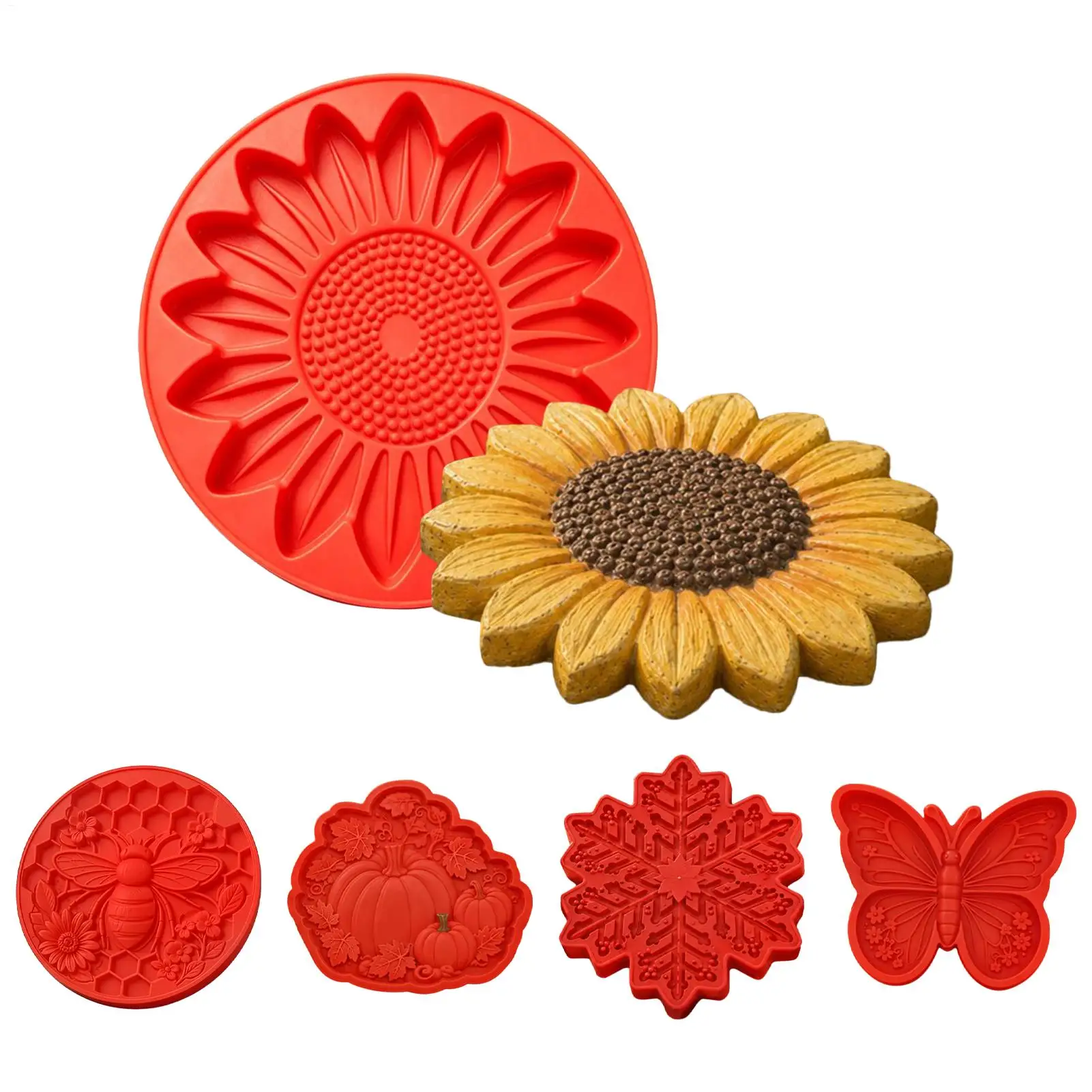 Sunflower Stepping Stone Molds Round DIY Path Paver Cement Mould Reusable Concrete Mold For Garden Lawn Walkway Landscape Decor