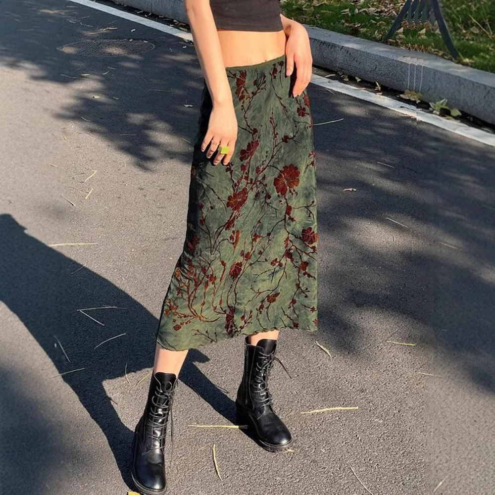 

Американская винтажная юбка с принтом и высокой талией в стиле Spice Girl