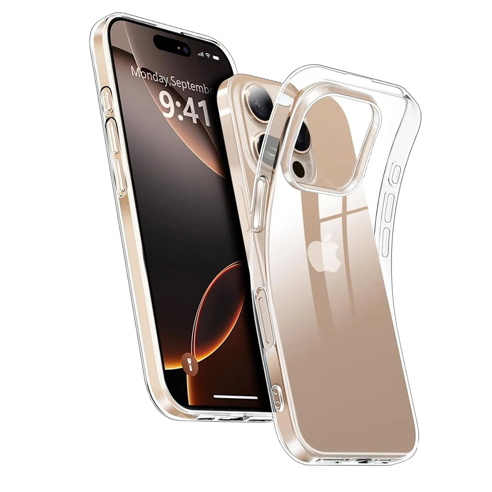 Ultra fino silicone claro caso macio para iphone 16 15 14 13 12 mini 11 pro xs max xr se 2 3 7 8 6 6s plus 5 5S capa traseira escudo