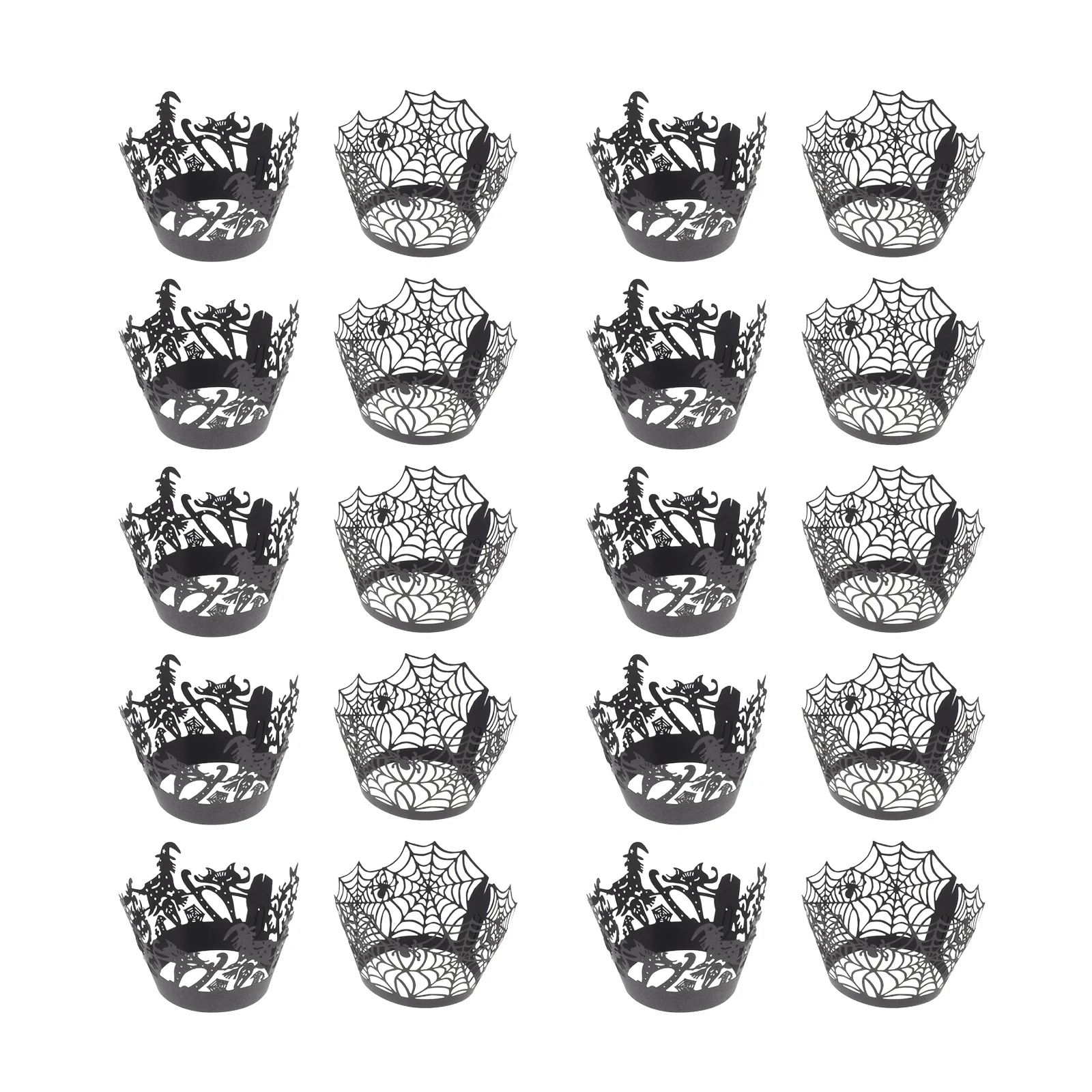 

50 Pcs Paper Cup Rim Cupcake Liners Tulip Carrier Muffins Black Decoration Hollow Wrappers Festival Supplies Party