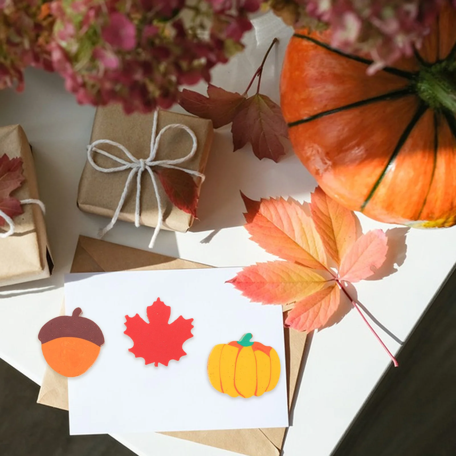 50pcs Mini Eraser Set Autumn Themed Maple Leaf Pumpkin Acorn Fall Pencil Erasers For Kids School Classroom Rewards Homework