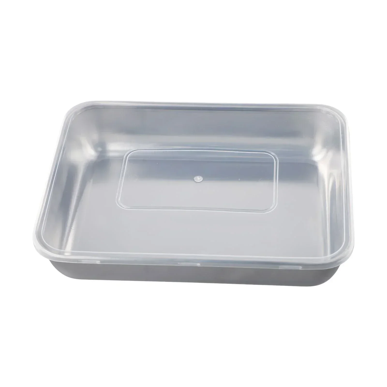 Stainless Steel Square Plate With Lid Rectangular Food Storage Pan Commercial Dish Tray Large Freshing Lunch Box Container