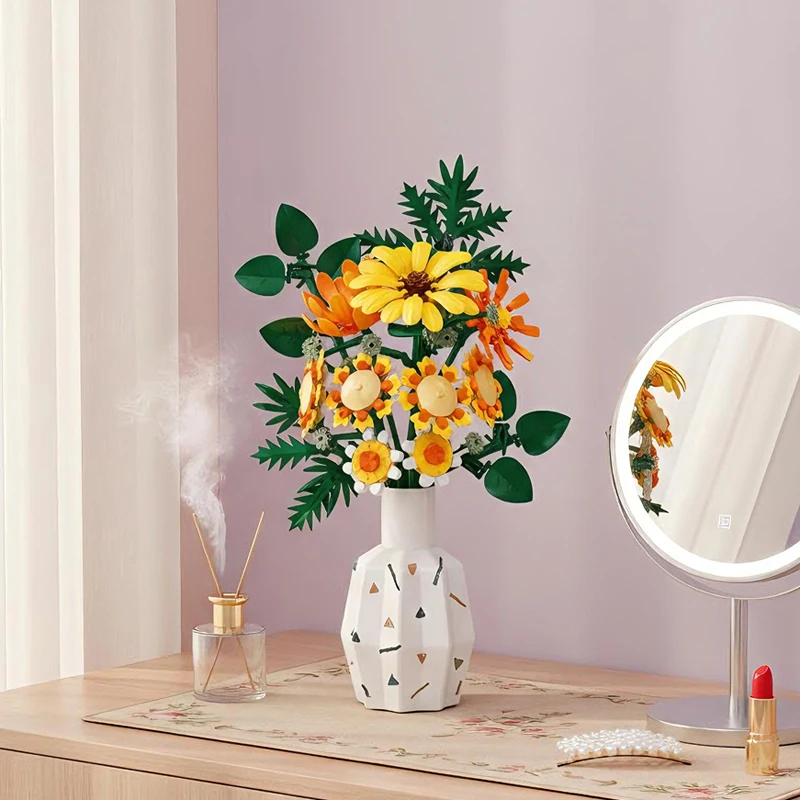 

Sunflower & Anna Daisy Bouquet Building block everlasting flower living room decoration toy Valentine's Day and Christmas gift