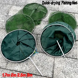 1.7M/2M/2.5M/3M Nylon Mesh Fishing Net Fish 50KG Capacity Foldable Quick-drying Lobsters Mesh Cage Fishing Tools Fish Trap