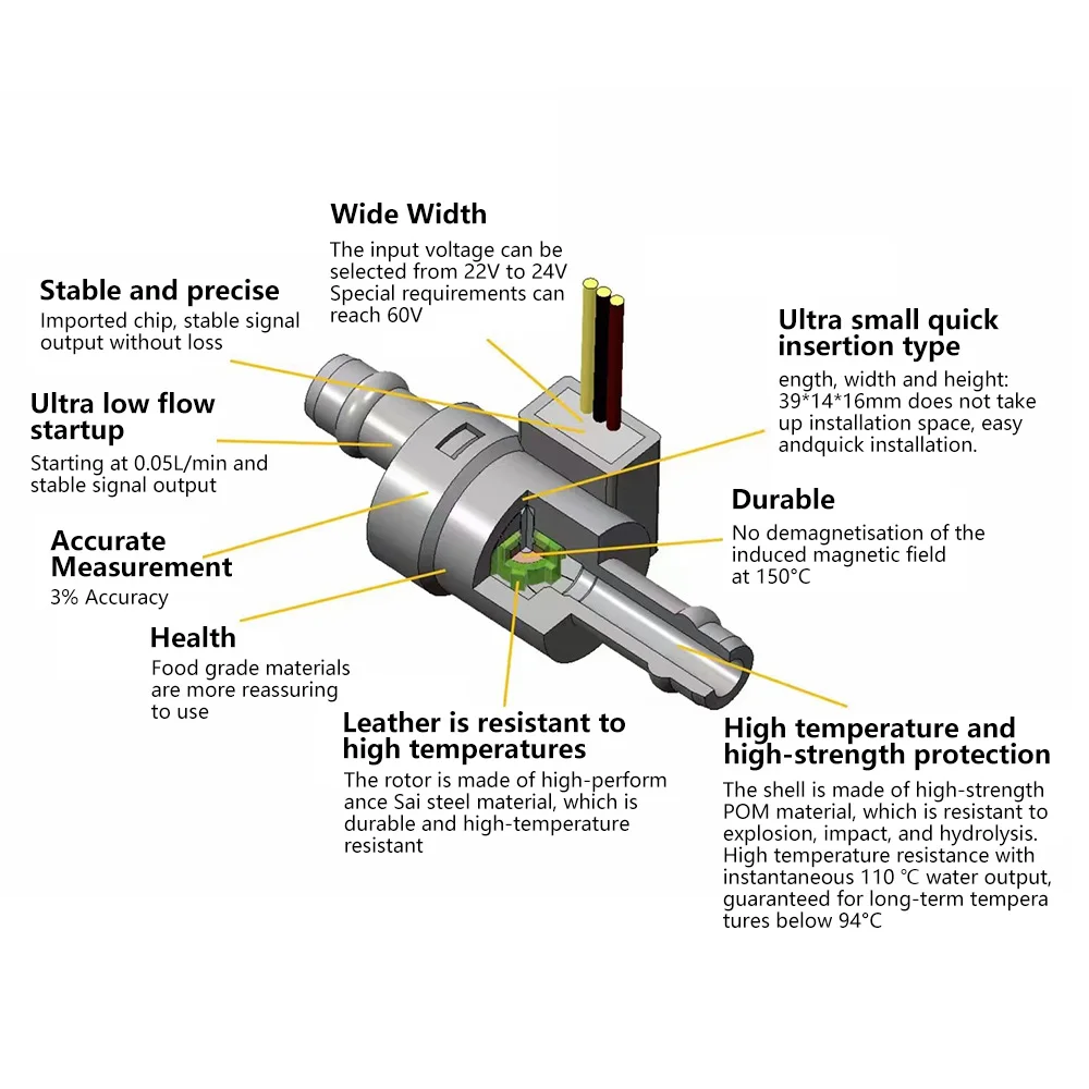 High Precision DC Water Flow Sensor Water Level Switch Flow Sensors Float Switch Liquid Level Sensor Pulse Signal Output