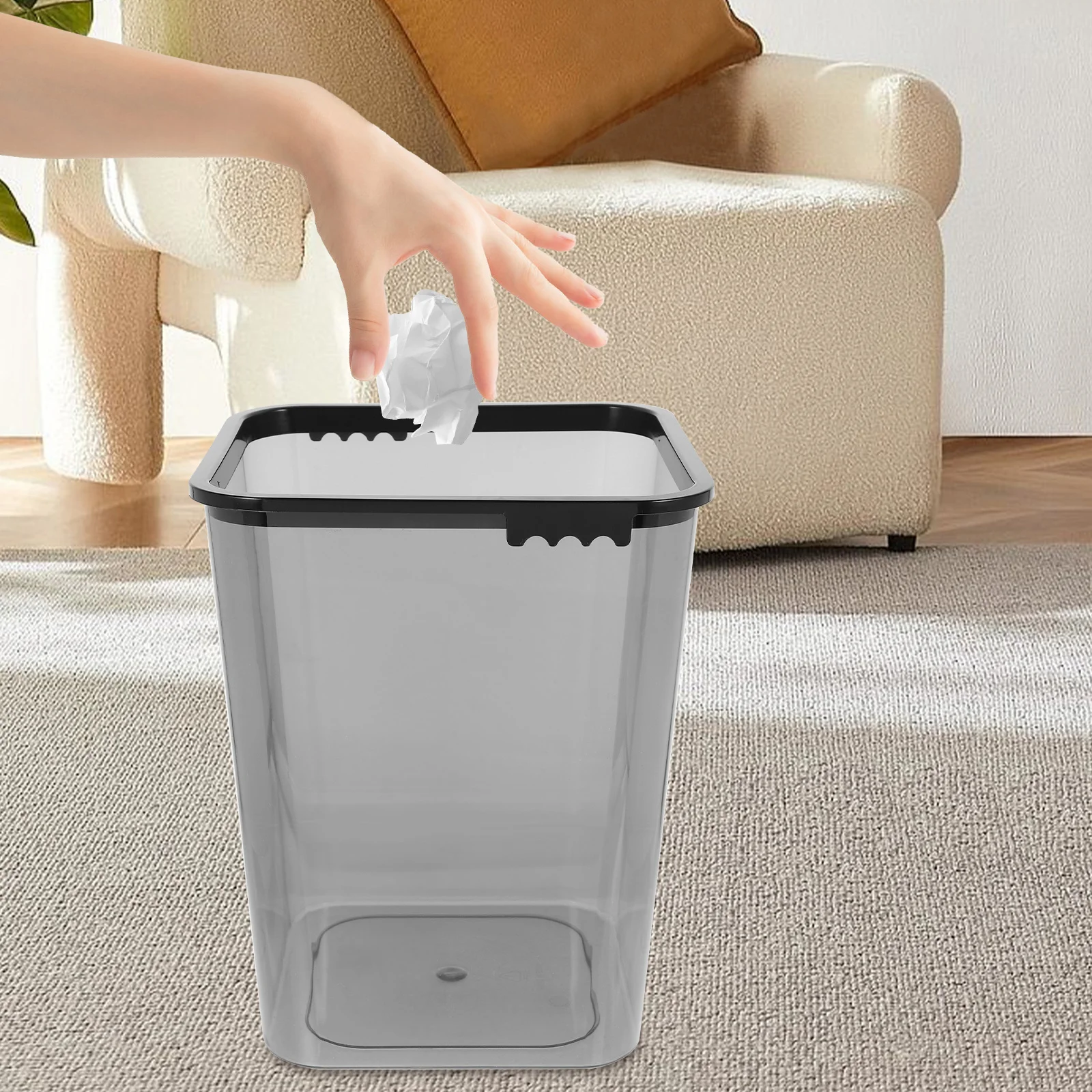 

Trash Can Press Ring Square Shape Plastic Reliable Accessory Smooth Surface Simple Style Versatile