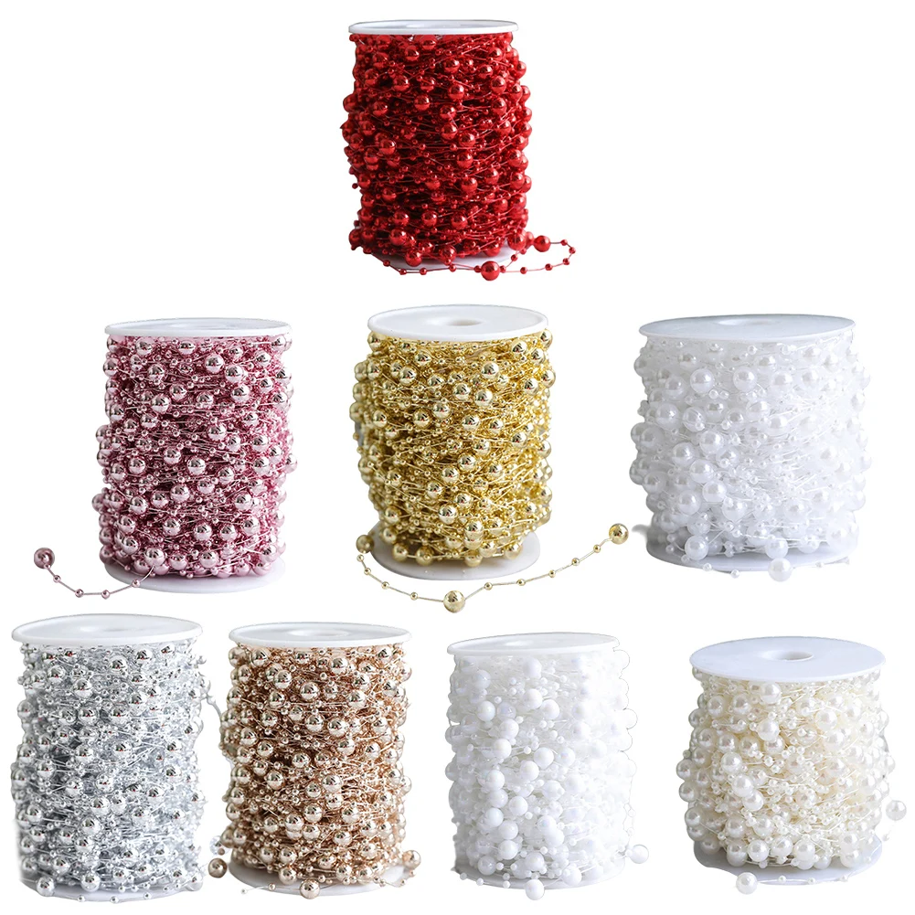 Elegant 10m Christmas Tree Beads Garland Roll Reflective Design Perfect for Holiday Displays and DIY Home Decor