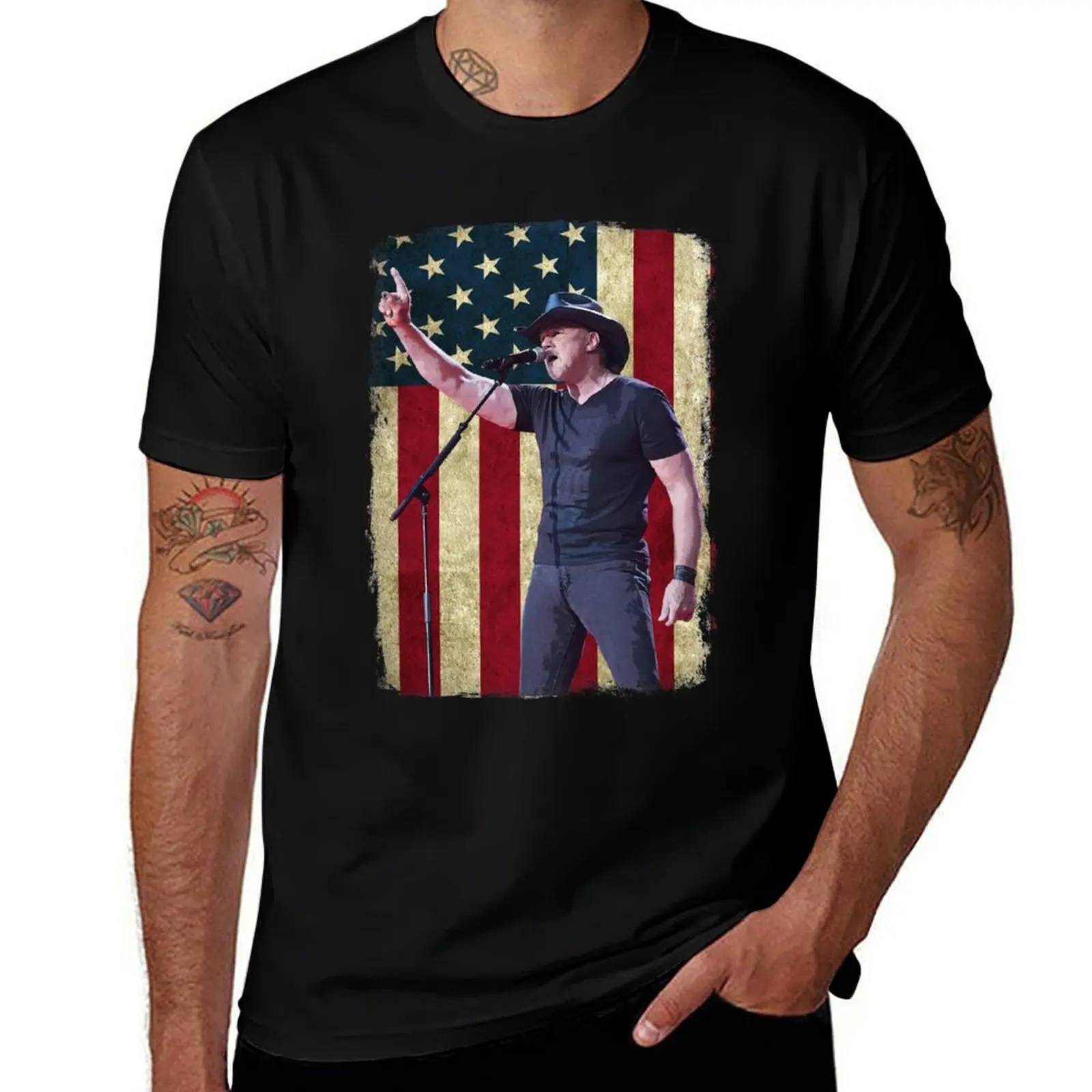 Vintage American Flag Trace Adkins Legend T-Shirt Regular Fit Plain Tee Shirt T-Shirt