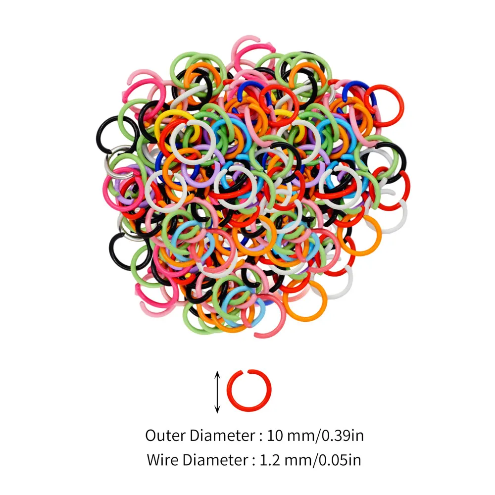 100Pcs Multicolor Painted Iron Open Jump Rings