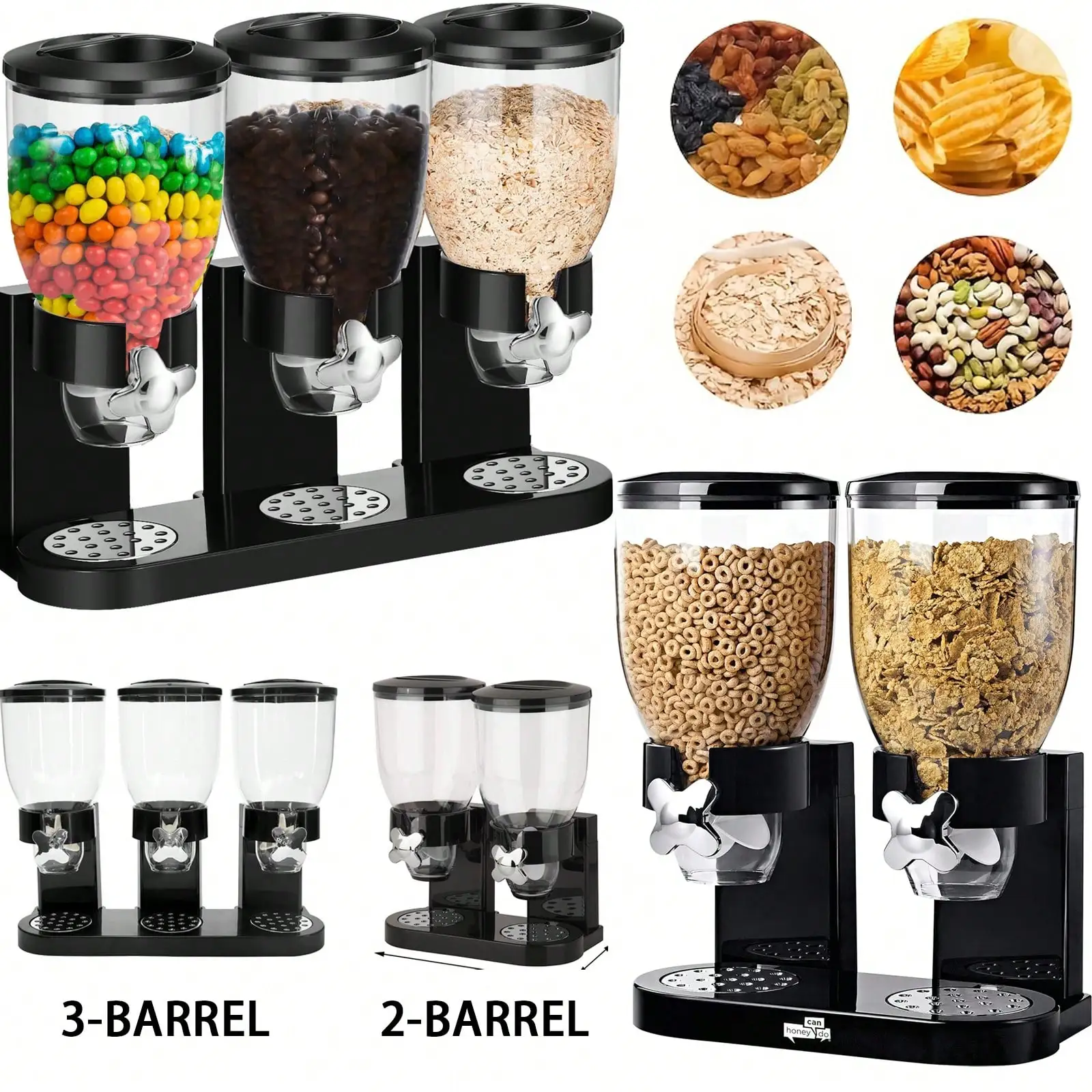 2/3-Pack Cereal Dispenser,, Moisture & Insect Proof Airtight Cereal Container, Fresh-Keeping Jar For Cereal, Oatmeal, Rice, Coffee Beans, Candies, Bulk Food, Ideal For Kitchen Pantry Organization & Home Storage