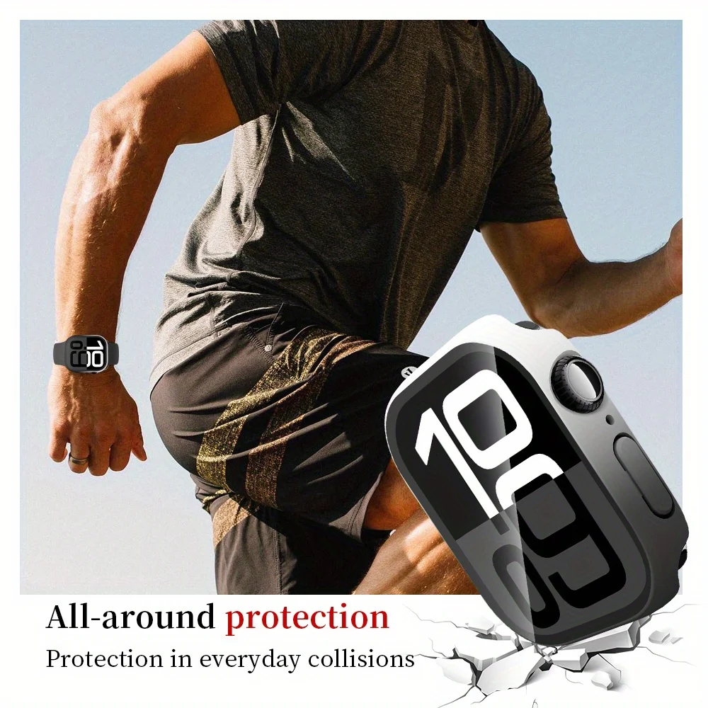 Защитный чехол-бампер для ПК для Apple Watch 46 мм 42 мм 44/45 мм 40/41 мм, градиентный чехол для часов iWatch Series 10 9 8 7 6 5 4