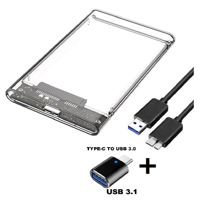 Kotak hard drive seluler plastik SATA3 ke USB, hard drive seluler USB 3.0, kotak hard drive mekanis solid-state, kotak hard drive SATA