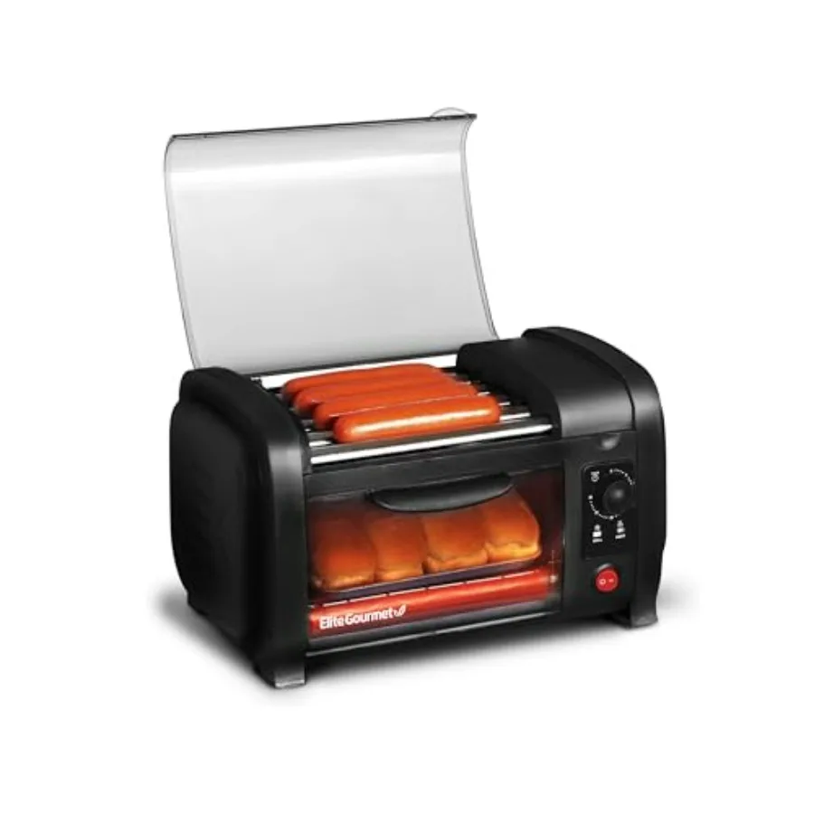 

EHD-051BX Hot Dog Toaster Oven 30-Min Timer Stainless Steel Heat Rollers Bake Crumb Tray World Series Baseball 4 Bun Ccity Blac