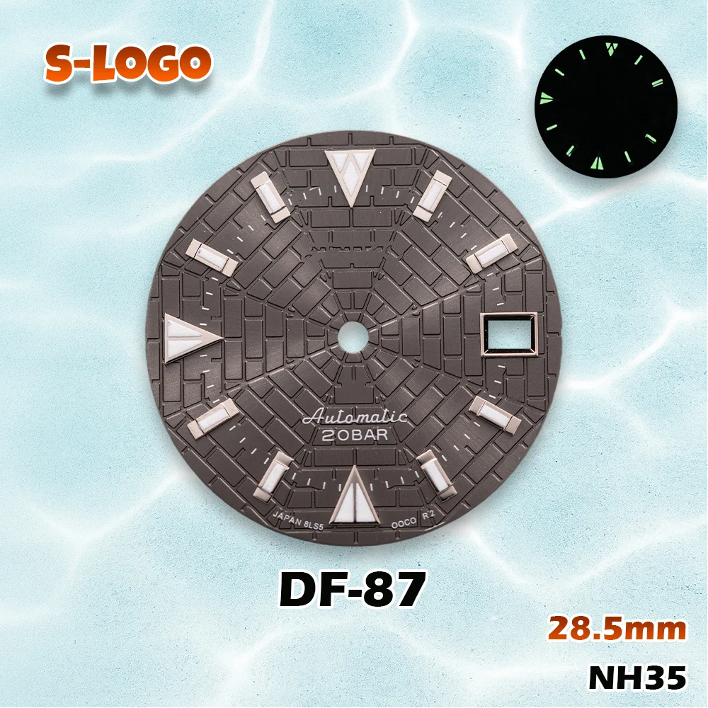 Cobweb Texture Dial 28.5mm for NH35 | S Logo & C3 Green Luminous | High Quality Men's Watch Modification Accessories